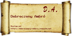 Debreczeny Ambró névjegykártya