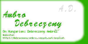 ambro debreczeny business card